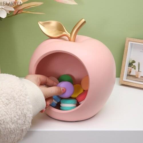 Luxury Apple Shape Ornaments Norbic Style Key Candy Storage Case Resin Art Sculpture Statue Gorgeous Tabletop Figurines Decor