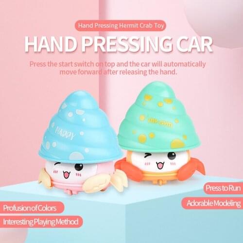 Hand Pressing Car Toy Hermit Crab Snail Lighting Music Profusion Colors Inertial Return Toy For Kids Baby
