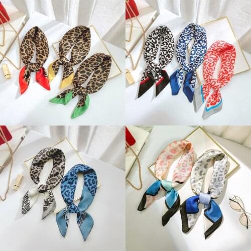 Aurdolf 2020 new stripe scarves women leopard novelty silk square foulard ladys neck hair scarf printed print girl hair scarf