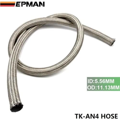AN -4 AN 4 4AN Stainless Steel Braided Fuel Line Oil Gas Hose each 1M 3.3FT ID:5.56MM, OD:11.13MM TK-AN4 HOSE