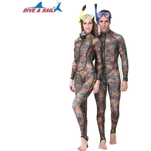 DIVE&SAIL Adults One-piece Camouflage Rashguard Dive Skin UPF50+ Wetsuit Swimwear for Diving Swimming Boating Snorkeling Surfing
