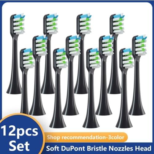 12pcs for SOOCAS X3/X3U/X5 Replacement Toothbrush Heads Clean Tooth Brush Heads Sonic Electric Toothbrush Soft Bristle Nozzles