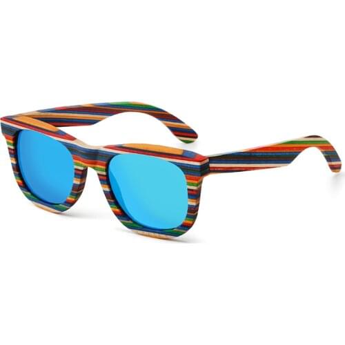 Retro Handmade Colored wooden frame sunglasses Polarized women men multicolor sun glasses Beach Anti-UV eyeglasses for Driving