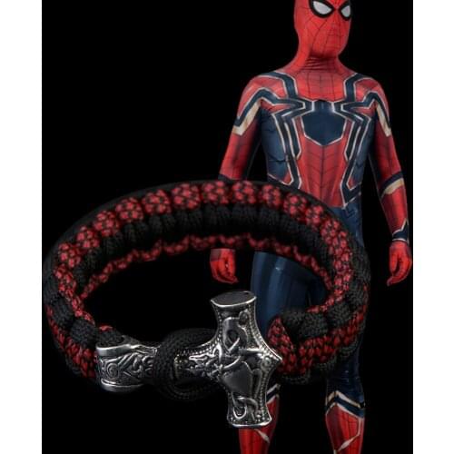 Survival Paracord Bracelet Mjolnir Thors Hammer Viking Bracelet Scandinavian Mjolnir Viking 550 Cord for Spidermen Cosplay