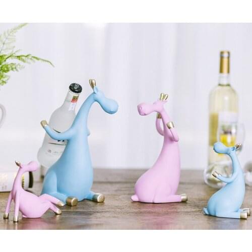 Resin Cute Deer family Wine Rack Bottle Holder creative Figurines Miniatures family Furnishing Articles for home wedding decor