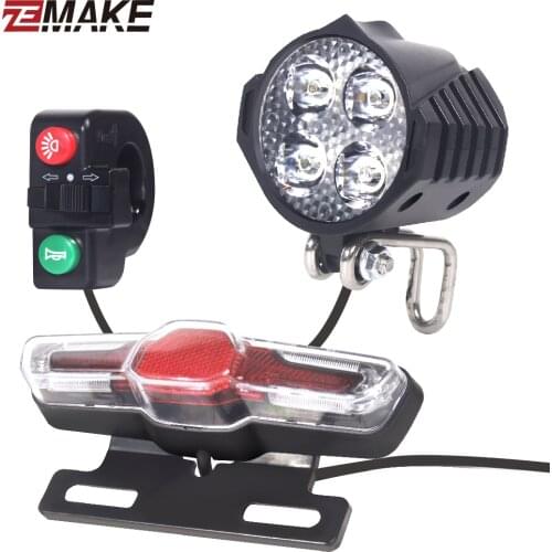 Genuine electric bike front and bike rear light set input 12V 24V 36V 48V 60V build in speaker E-bike headlight and tail light