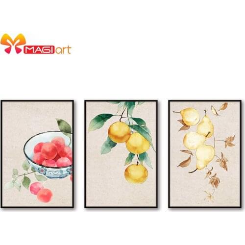 Cross stitch kits Embroidery needlework sets 11CT water soluble canvas patterns 14CT Floral style Oil painting fruit-NCMF272
