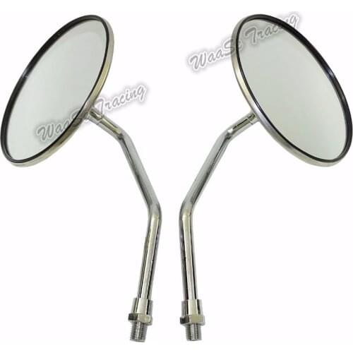 Waase Motorcycle Chrome Round Universal Motorcycle Rearview Mirror 10mm For Suzuki GN125 GN250 GN400 For Honda For Kawasaki