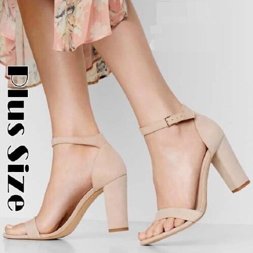 LOSLANDIFEN Women Sandals Open Toe Sexy Ankle Straps High Heels Summer Suede Thick Heel Pumps Dress Wedding Shoes