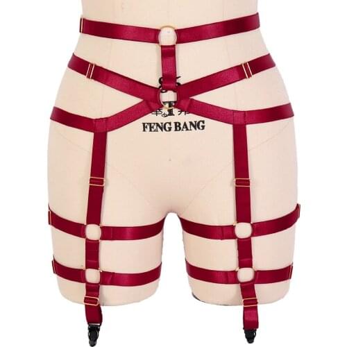 Womens Belt Punk Goth Stockings Garter Cage Strappy Thigh Sexy Adjust Suspender Elastic Bandage Body Harness Waist Lingerie