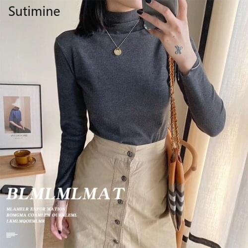 Women Turtleneck Sweater Knitted Velvet Based Sweater Solid Tops Long Sleeve Autumn Winter Fitness Slimming Vintage Bottom Top