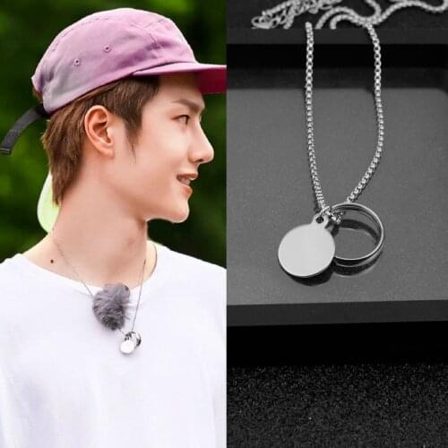 Stainless Steel Wafer Pendant Womens Necklace Korean Star Celebrity Inspired Fashion Necklace Ornament Wholesale
