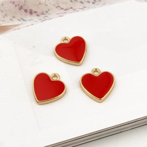 10pcs Small Love Enamel Heart Charms Bracelet Findings Women Girl Handmade Pendant Earring Necklace Dangle Cute Jewelry FX462