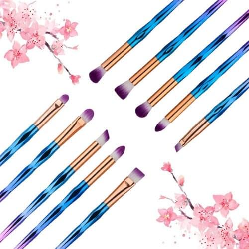 10Pcs Diamond Makeup Brushes Set Make Up Brush Tool Beauty Cosmetic Powder Foundation Blending Eye Shadow Eyebrow Eyelash Brush
