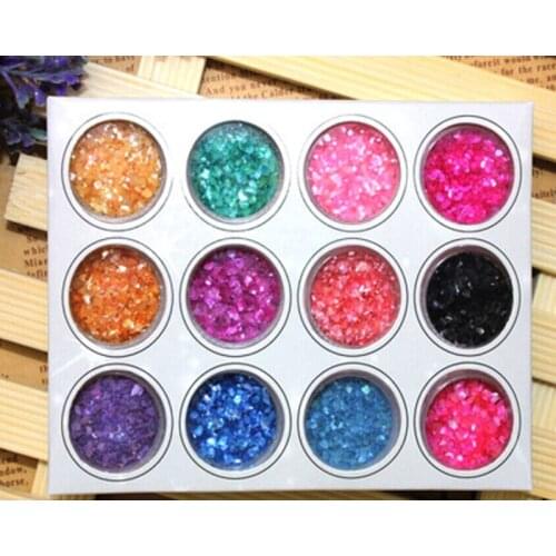 12Colors Nail Shell Powder Tablets Nail Glitter Decorations Acrylic Powder Gel Nail Free Shipping