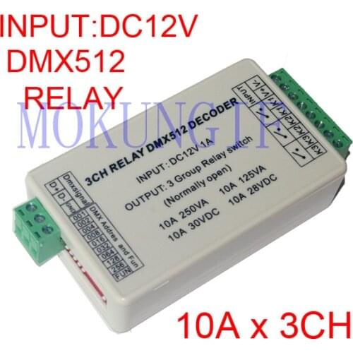 1Pcs 3CH dmx512 LED Controller 3 channel DMX 512 RELAY OUTPUT Decoder Switch WS-DMX-RELAY-3CH