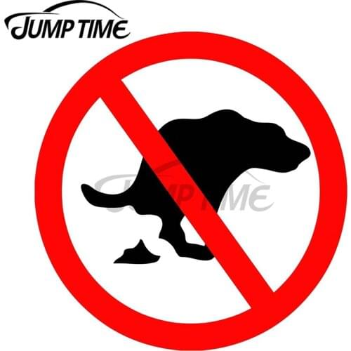 JumpTime 13 x 13cm For DOG NO POOP ROAD Traffic SIGN Fine Car Stickers Fashion Occlusion Scratch Personality Window Funny Decal