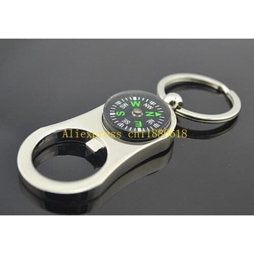 600pcs/lot Free Shipping 3 in 1 Bottle Opener Compass Key Chain Keyring Keyfob Gift