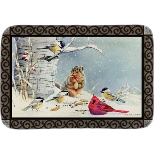 Cardinal In A Snowstorm Doormats Home Decorative indoor Outdoor Door Mats Soft Lighteness Short Plush Fabric Bathroom Mats