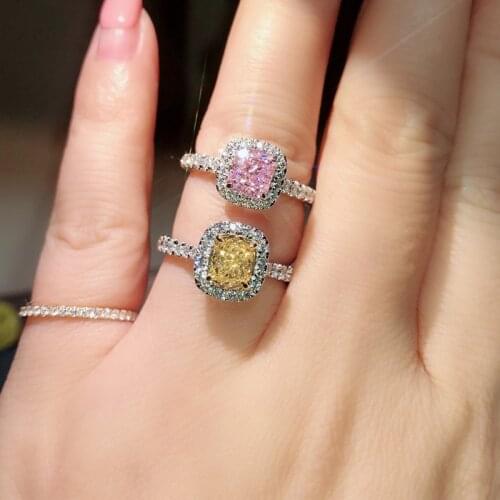 CC Silver Rings For Women Colorful Rectangle Cubic Zirconia Ring Romantic Bridal Wedding Engagement Jewelry Drop Shipping CC594