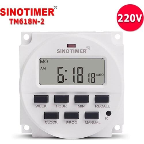 SINOTIMER Microcomputer Digital Industrial 220V AC Electronic Time Switch with UL Listed Relay Inside and Countdown Function