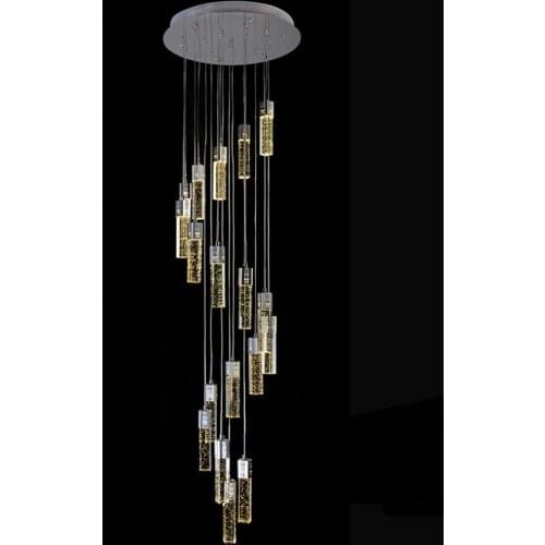 Decor Hotel stairwell crystal chandeliers XL bubble crystal light for villa hall G4 led strip stair lighting modern led lights