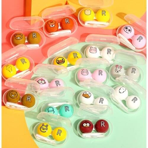 EASYSMALL Hot Sale Multicolor Transparent Portable Contact Lens Case for Women animals Travel Mini Kit Holder Lenses Box