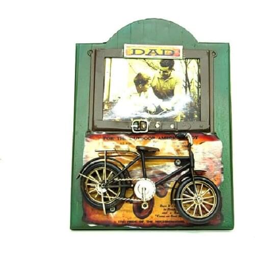 Photo Frame Bicycle Decor Metal Vintage Decorative Gift Trinket Miniature Nostalgic Handmade Hand Painted Quality Durable