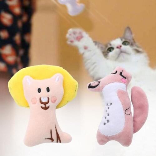 Pet Molar Toy Cartoon Animal Design with Catnip Plush Bite Resistant Chew Toy for Kitten игрушки для кошек