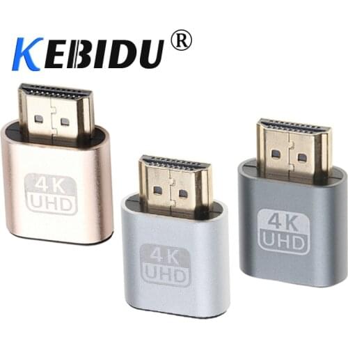 Kebidu 60Hz VGA Virtual Plug HDMI-compatible Dummy Adapter 1.4 DDC EDID Display Emulator For Miner Mining