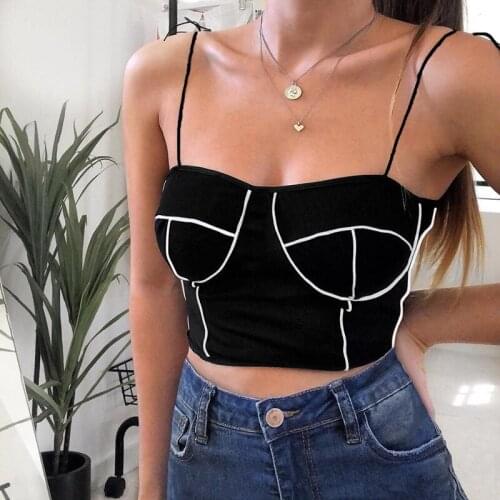 Sexy Women Crop Tops Clothing 2020 Summer Printed Strap Tank Tops Cropped Female Ladies Fashion Slim Streetwear Elastic Camisole