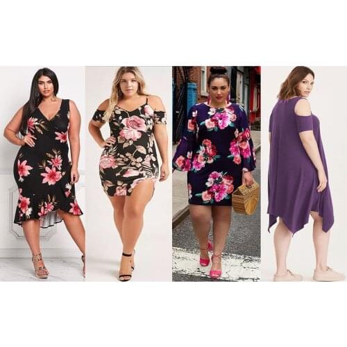 Multi types Summer Plus Size Floral Dress 3XL 4XL Large Size Dress Women Flower Printed V Neck Women Dresses for Beaty Lady