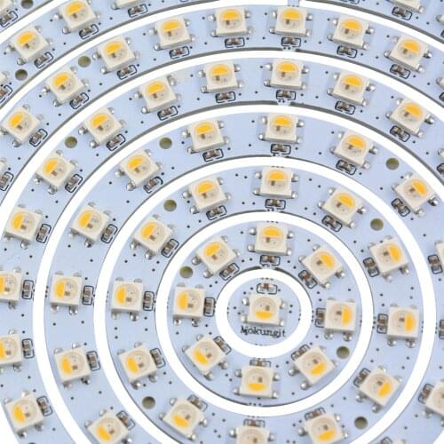 Mokungit 1 8 12 16 24 32 40 48 60 241 Bits LEDs SK6812 WS2812B 5050 RGB+ White 2700-6500K LED Ring with Integrated Module dc5V
