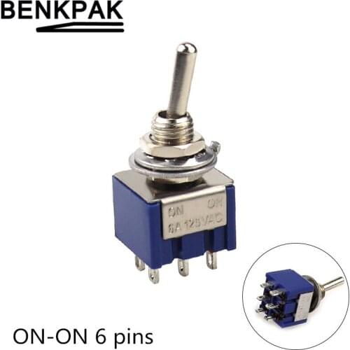 MTS-202 6 pins Miniature Toggle Switch ON-ON 6mm mounting size