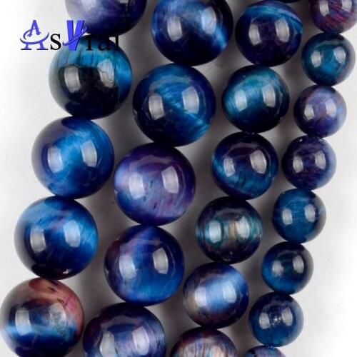 Natural Stone Blue Starry Sky Tiger Eye Spacer Loose Round Beads For Jewelry Making 6/8/10mm Diy Bracelets Accessories 15"