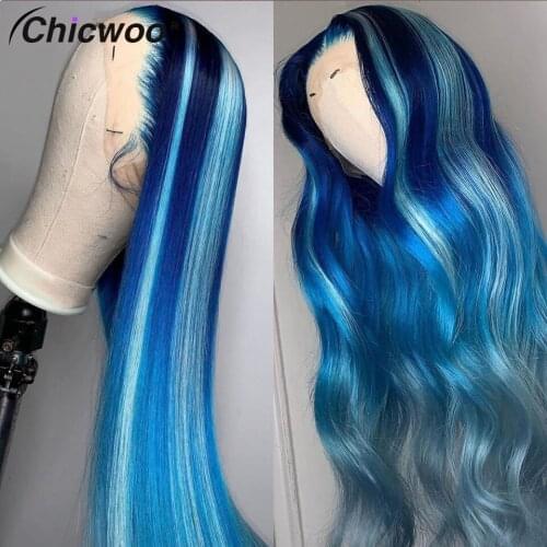 Transparent Lace Straight Colored Human Hair Wigs For Women Blonde Highlight Wig Purple Red Brazilian Remy Lace Front Wig 180