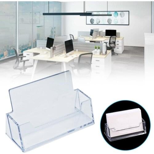 1PC Clear Desk Shelf Box Storage Display Stand Acrylic Desktop Holder Plastic Transparent Business Card E7N2