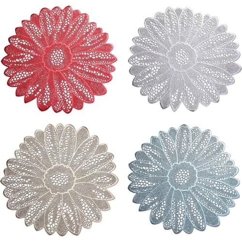 PVC Decorative Placemat Washable Hollow Table Mat Pad Coaster for Dining Table AXYC