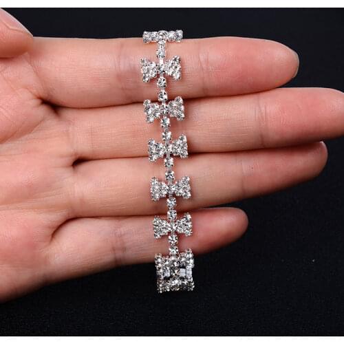 Luxury Crystal Bracelets For Women Silver Color Rhinestone Charm Bracelets & Bangles Femme Bridal Wedding Jewelry Birthday Gift