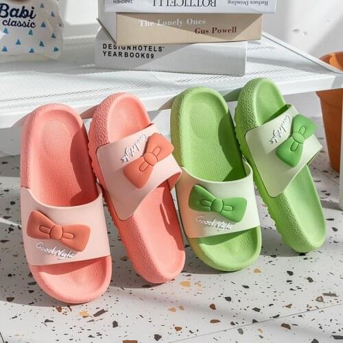New Fashion Bow-knot Colorful Women Sandals Soft PVC Non-slip Bathroom Slippers Thick Platform Couple Shoes Zapatos De Mujer