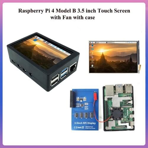 Raspberry Pi 3.5 inch Touchscreen 480*320 Resolution Display TFT LCD with Cooling Fan ABS Case for Raspberberry Pi 4 module B