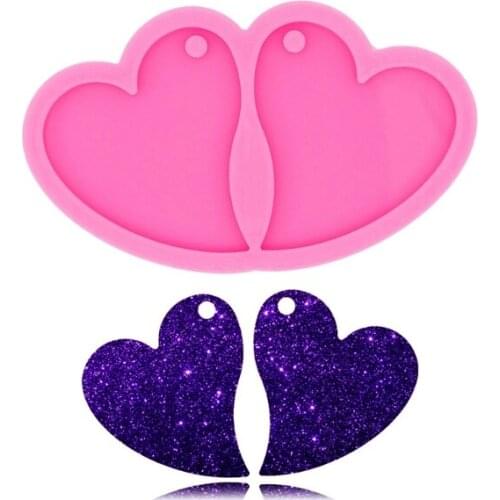 Heart-to-Heart Earrings Epoxy Resin Mold Keychain Casting Silicone Mould DIY Crafts Jewelry Pendant Casting Tools