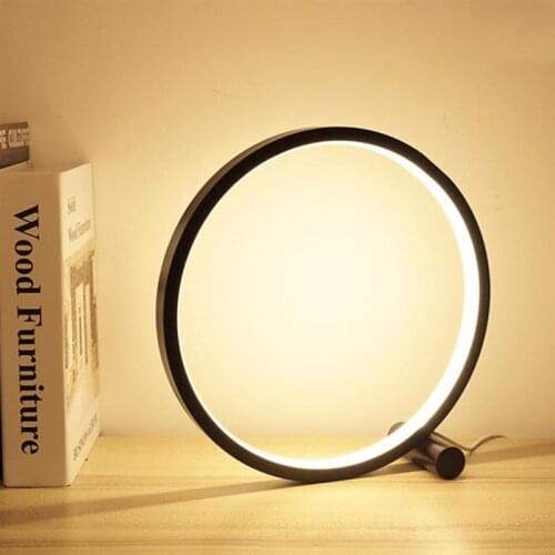 LED Bedroom Table Lamp Dimmable Round Decorative Night Light Touch Sensitive Desk Light For Study Room Bedside Living Room