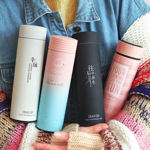 Thermo Mug Stainless Steel Thermal Bottle Simple Portable Creative Bottle Water Cup Thermos Fashion Insulated Bottle 500ML FF70P