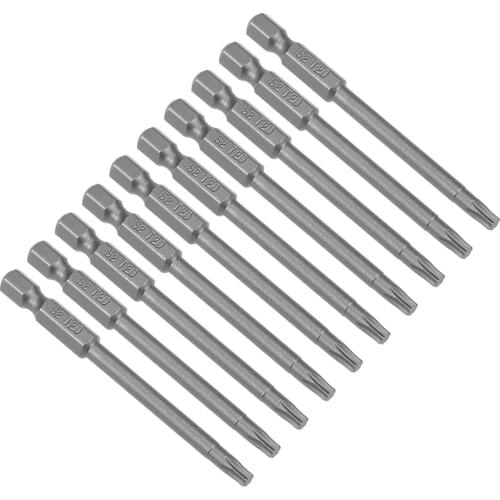 Uxcell 10pcs 75mm Long 1/4" Hex Shank T20 Magnetic Torx Head Screwdriver Bits S2 High Alloy Steel