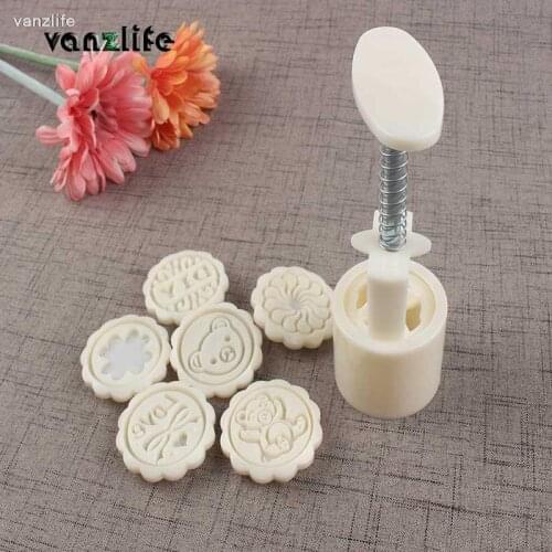 Vanzlife Moon cake mold household non stick mung bean cake model printing tool embossed to make ice crust cake biscuit baking