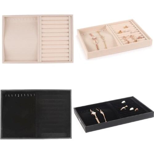 Velvet Stackable Jewelry Tray Showcase Display Organizer for Necklace Rings Cufflinks 35 x 24 x 3cm