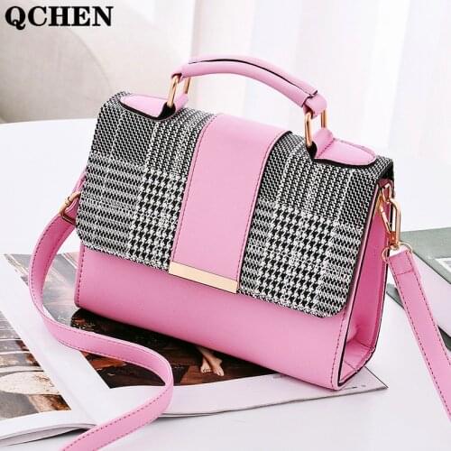 Womans handbag Korean fashion version of the plaid stitching square bag crossbody shoulder new custom small bag female bag 772