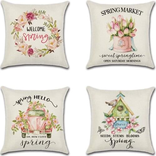 1pcs Farm Fresh Flowers Throw Pillow Covers Decorative Truck garland Chalet Spring Utility Vehicle Cushion Cover Home Decor