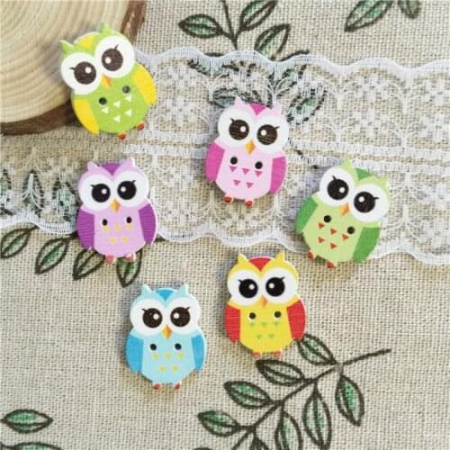 1000pcs 19x25mm Owls Shape Wood Buttons Mixed 2 Holes Cartoon Sewing Wooden Button For Baby Shower Scrapbooking
